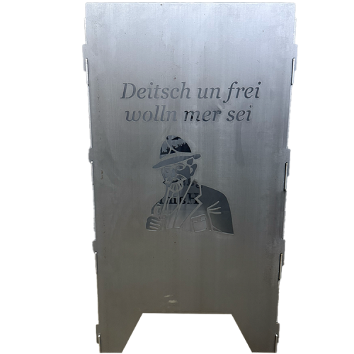 Feuertonne aus 3mm Stahlblech, Motiv Anton Günther / Freie Sachsen
