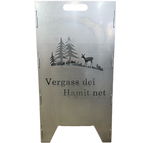 Feuertonne aus 3mm Stahlblech, Motiv Vergass dei Hamit net/Freie Sachsen