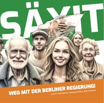 Aufkleber "SÄXIT - Weg mit der Berliner Regierung!" 7,4cm x 7,4cm