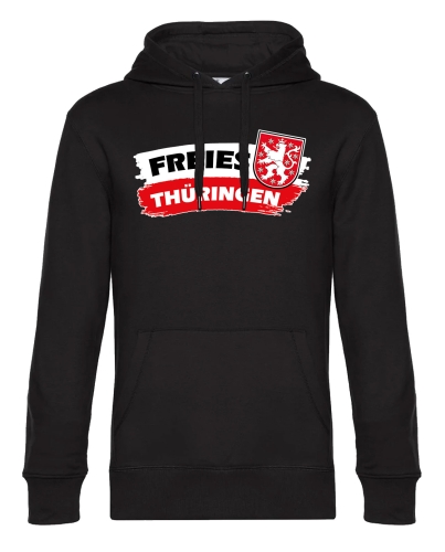 Kapuzensweatshirt: Freies Thüringen mit Wappen (schwarz)