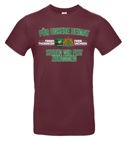 Preview: T-Hemd: Freie Sachsen & Freies Thüringen stehen fest zusammen (bordeaux)
