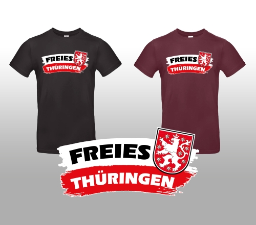 Freies Thüringen mit Wappen T-Shirt Schwarz und  bordeaux