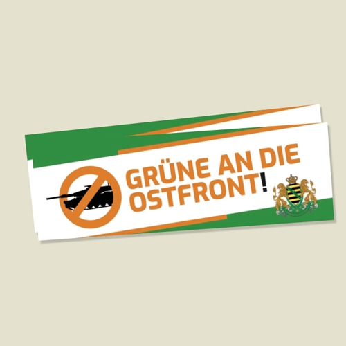 2 Stück Autoaufkleber "GRÜNE an die Ostfront" 7,2x21cm PVC