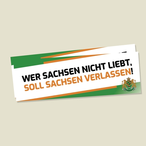 2 Stück Autoaufkleber "Wer Sachsen nicht liebt, soll Sachsen verlassen!" 7,2x21cm PVC