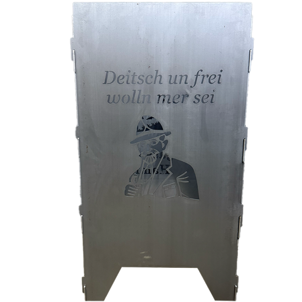 Feuertonne aus 3mm Stahlblech, Motiv Anton Günther / Freie Sachsen