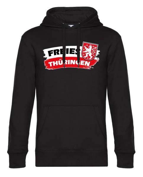 Kapuzensweatshirt: Freies Thüringen mit Wappen (schwarz)