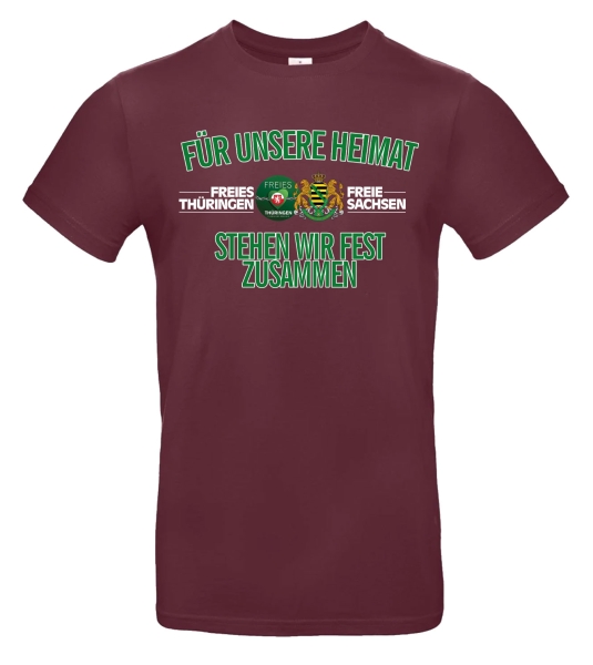 T-Hemd: Freie Sachsen & Freies Thüringen stehen fest zusammen (bordeaux)