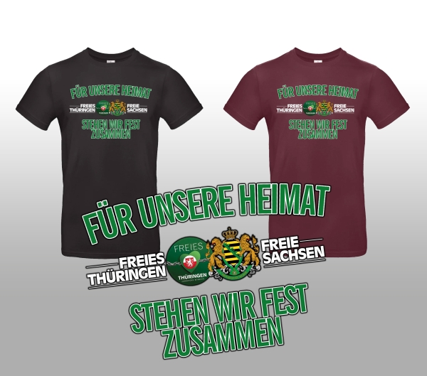 T-Hemd: Freie Sachsen & Freies Thüringen stehen fest zusammen (bordeaux)