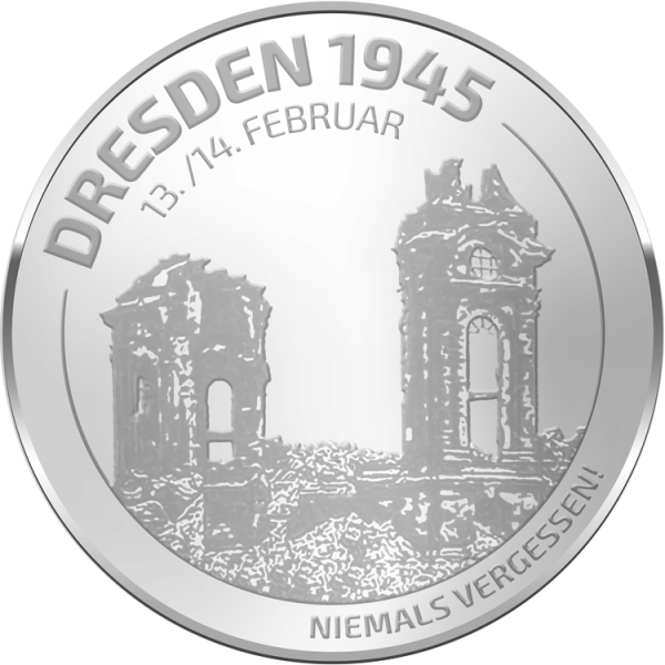 Sachsen-Taler "Dresden 1945" 28mm Feinsilber handgeprägt