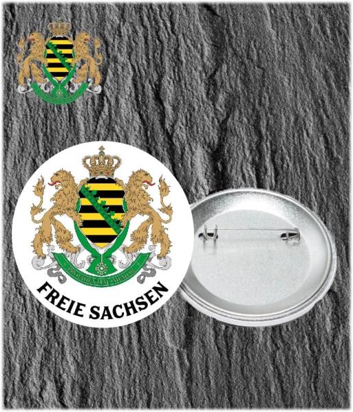 Anstecker Freie Sachsen mit Sachsen-Wappen 4cm