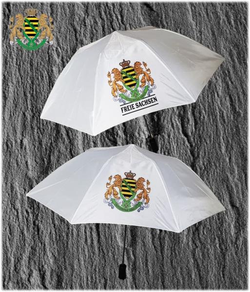 Taschen-Regenschirm weiss, mit königlich-sächsischem Wappen