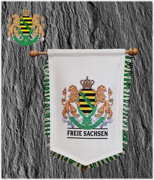 Edler Sachsenwimpel mit königlich-sächsischen Wappen 18x26cm