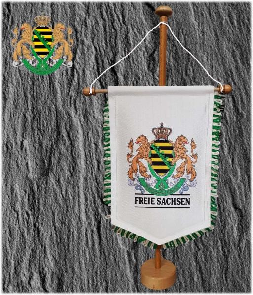 Edler Sachsenwimpel mit königlich-sächsischen Wappen 18x26cm